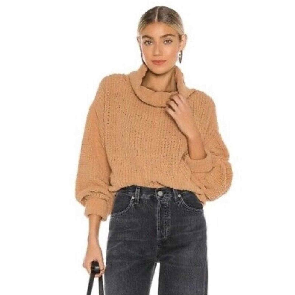 Free People Chenille Knit Cowl Neck Sweater (XS)